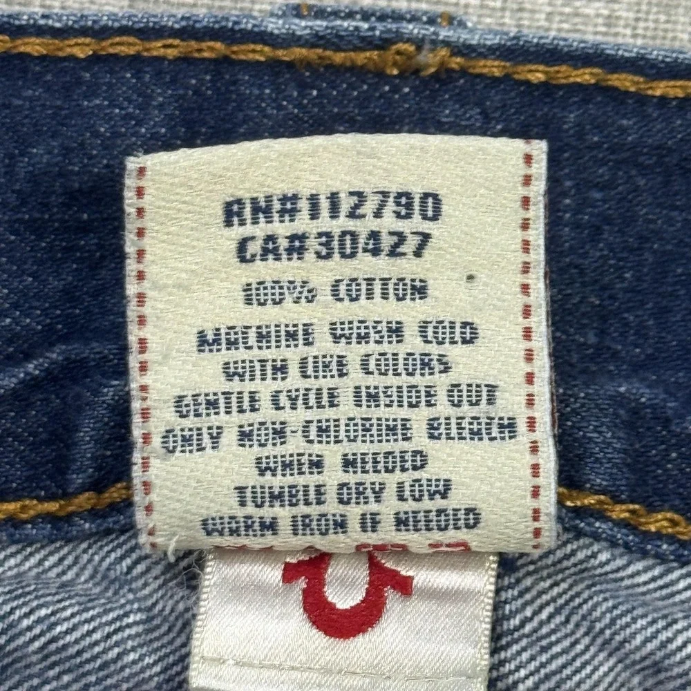 True Religion Vintage Straight Leg Jeans Mens 31x30 Blue Made USA Flap MQ2859Y9